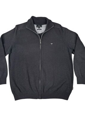 Fynch Hatton Sweater Mens XXL Supersoft Cotton Full Zip Cardigan Jacket Grey